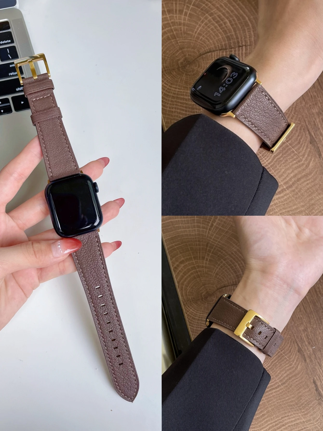 애플 워치 밴드 시리즈용 가죽 루프, 울트라 10, 9, 8, 7, 6, 5, 4, 3, 2/1 SE, 38mm, 40mm, 41mm, 42mm, 44mm, 45mm, 46 스트랩, 49mm