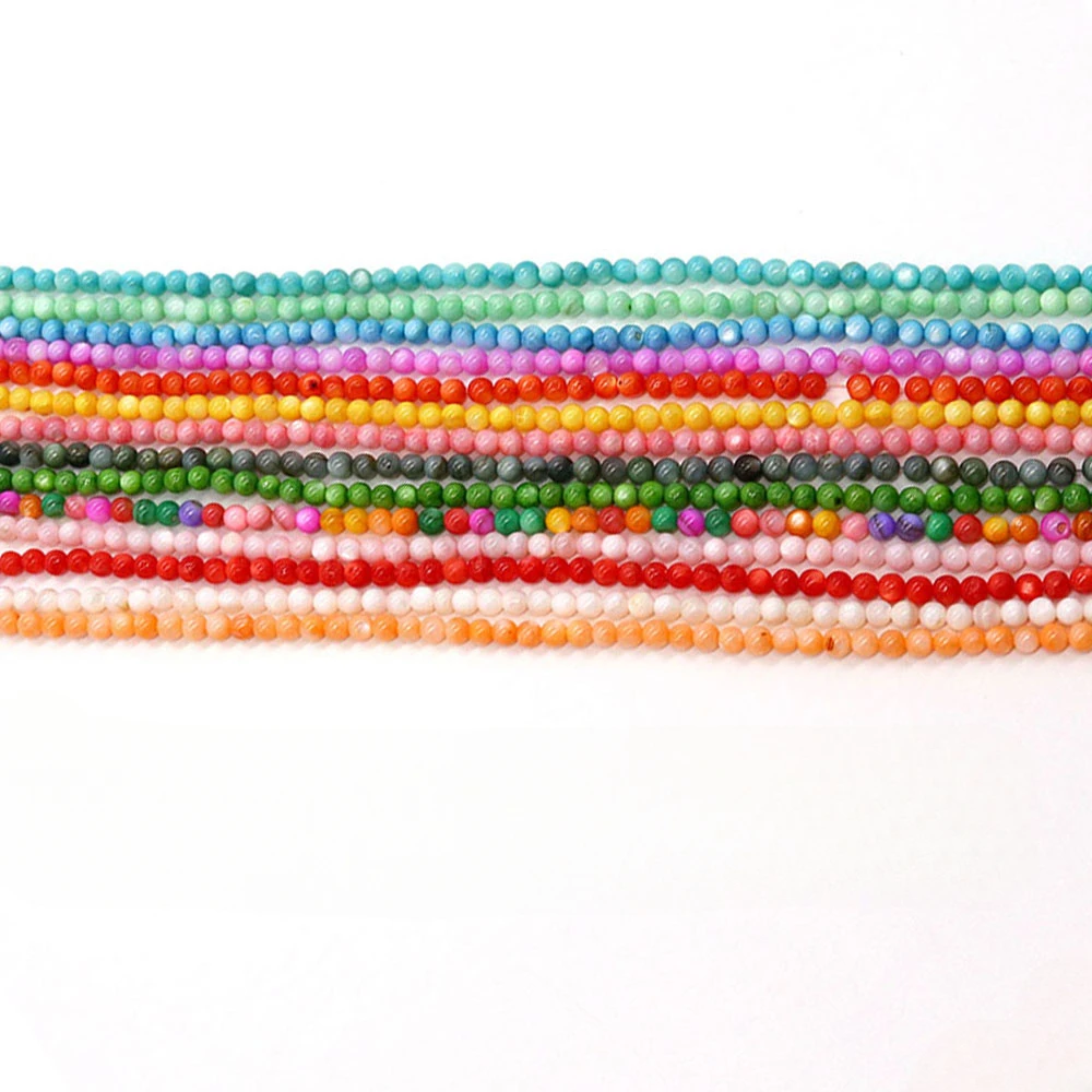 천연 쉘 비즈 라운드 모양 어머니 진주 보석 만들기위한 느슨한 격리 비즈 DIY 팔찌 목걸이, 2/3/4mm