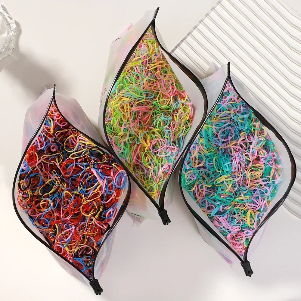 500pcs 소녀 다채로운 일회용 고무 밴드 헤어 넥타이 머리띠 어린이 포니 테일 홀더 밴드 어린이 헤어 액세서리 Scrunchie