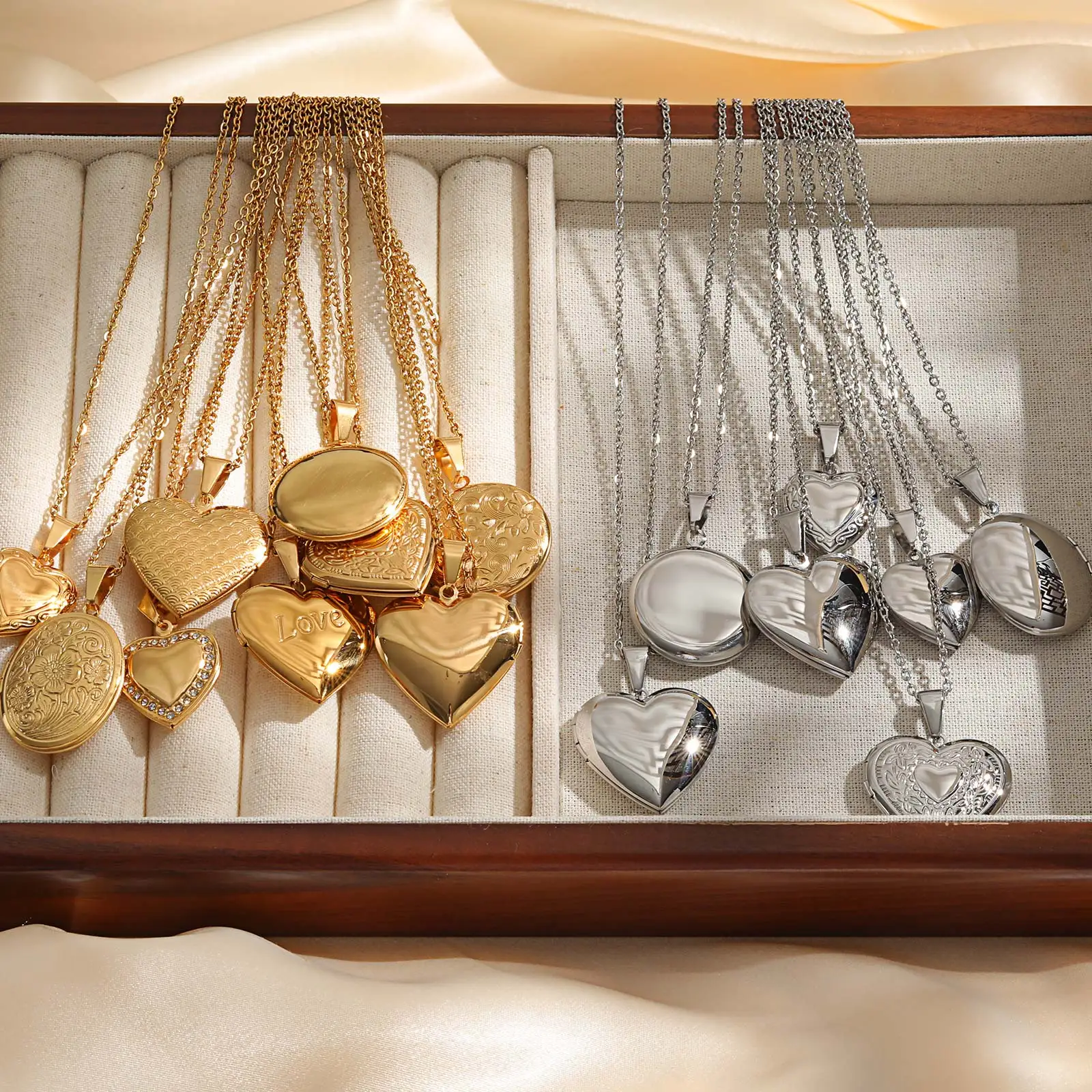 여성을위한 섬세한 꽃 타원형 하트 로켓 펜던트 목걸이, 스테인레스 스틸 사진 프레임 약속 사랑 기념품 선물