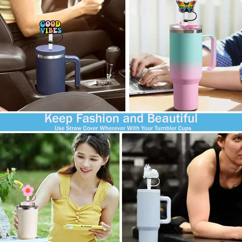 30 & 40Oz 마시는 컵 액세서리, 방진 밀짚 토퍼 Drinkware 플러그, 실리콘 밀짚 모자 재사용 가능한 5PCS 8mm 밀짚 커버 캡