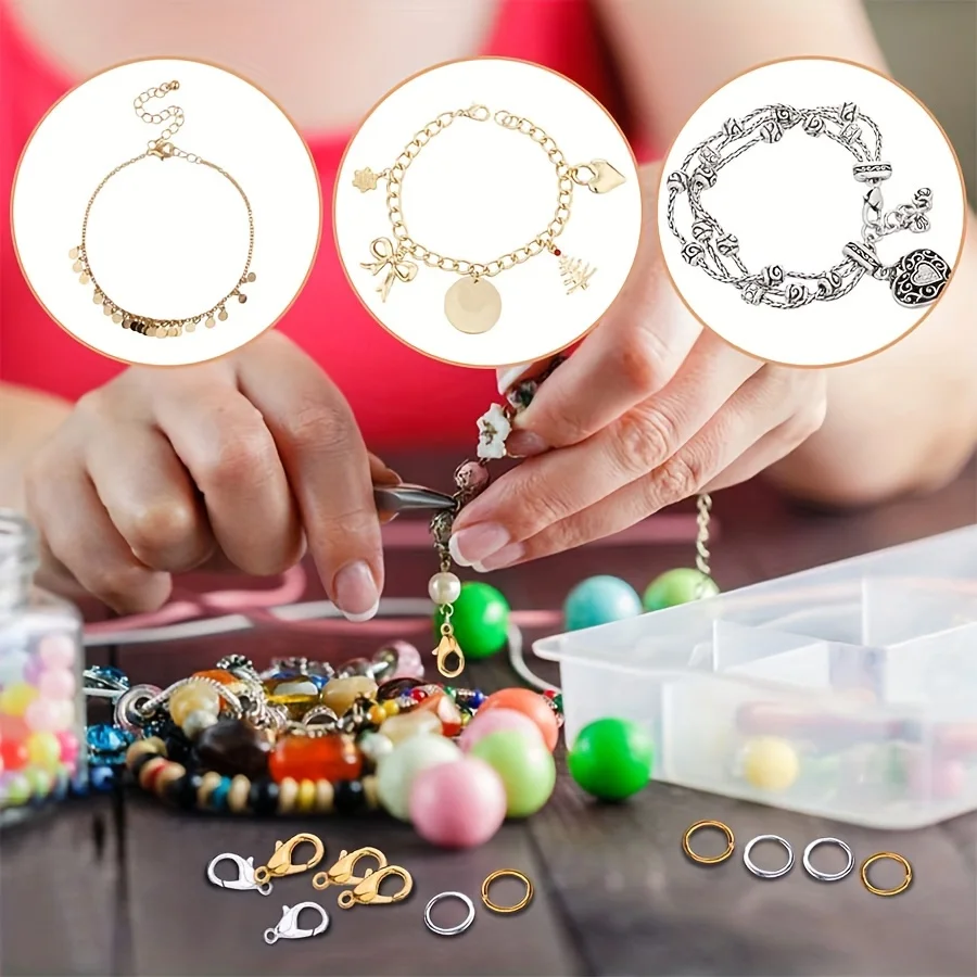 1 세트 상자 골드 실버 랍스터 걸쇠 쥬얼리에 대한 오픈 점프 링 팔찌 목걸이 후크 체인 클로저 DIY 액세서리 만들기