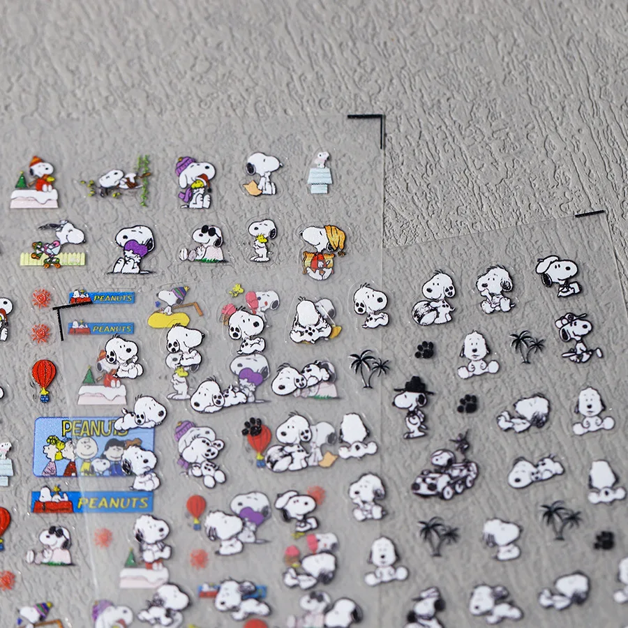 만화 귀여운 스누피 5D 네일 스티커, 네일 아트 용품, 새로운 애니메이션 캐릭터 시리즈, 네일 아트 스티커, 네일 아트 장식, 1 개