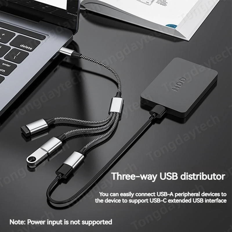 USB 허브 확장 3 포트 유형 C 허브 USB 분배기 데이터 전송 컴퓨터 용 고속 OTG 어댑터 Xiaomi Macbook Pro Air