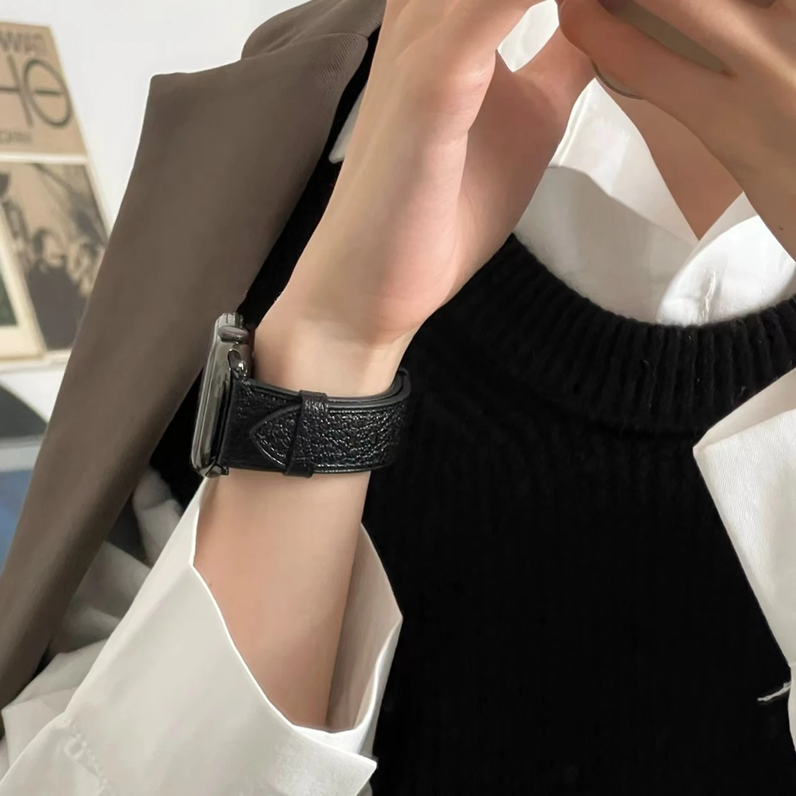 여성용 Apple Watch 밴드 용 가죽 루프 스포츠 Correa 38mm 40mm 41mm 42mm 44mm 45mm 46mm 49mm, IWatch 용 스트랩