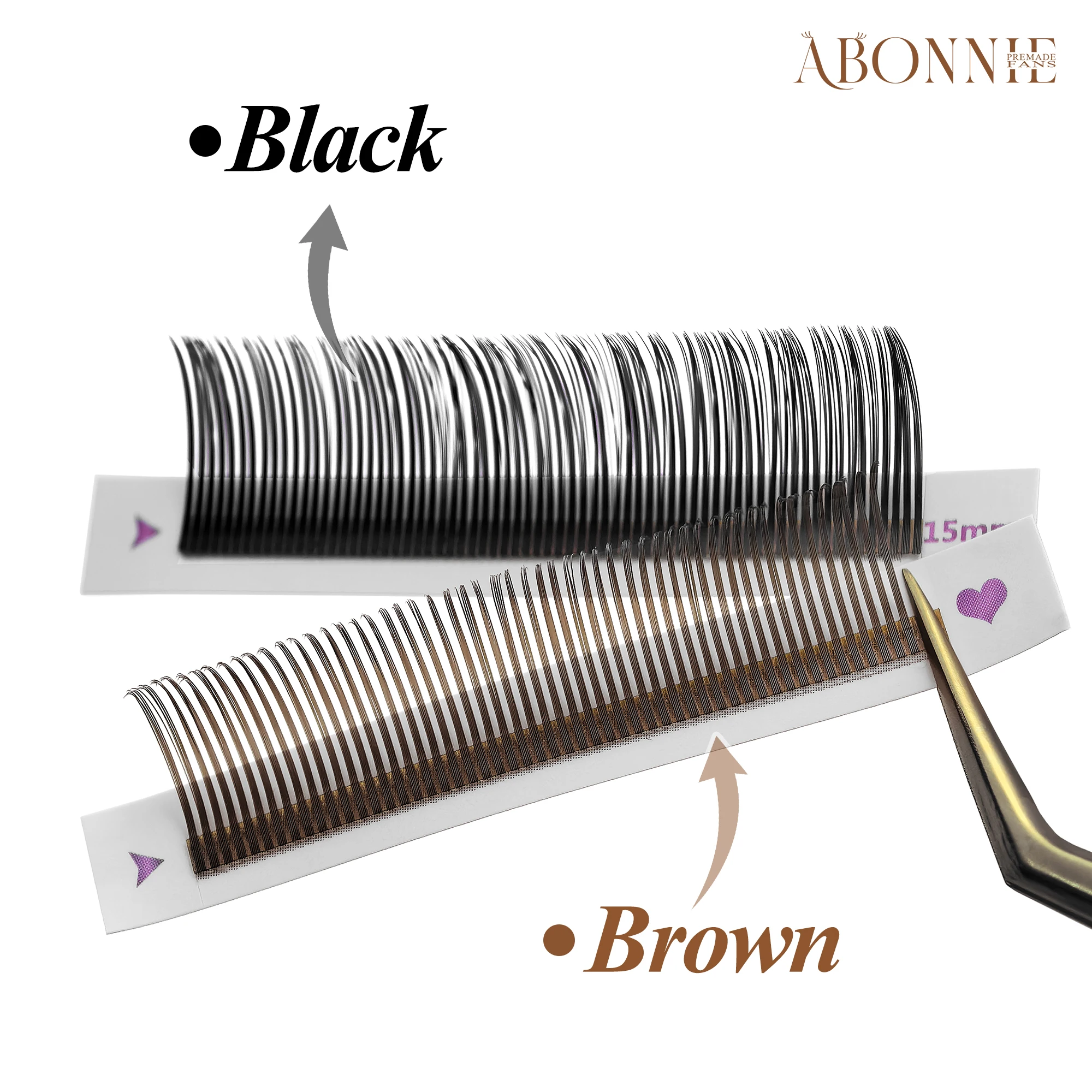 Abonnie 5D 꽃 젖은 속눈썹 확장 개별 속눈썹 브라운 볼륨 소프트 5D 꽃 요정 거짓 쉬운 팬 볼륨 속눈썹