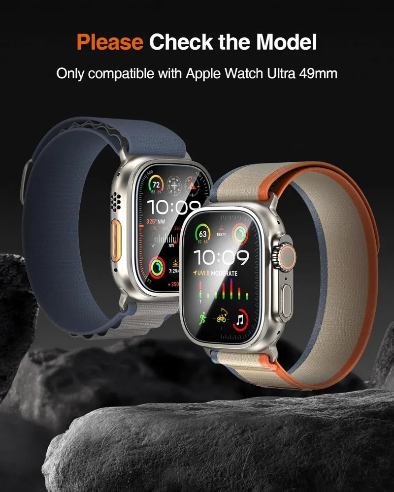 Apple Watch Ultra 2 49mm 액세서리 용 5Pcs HD 강화 유리 iWatch Ultra 49mm 용 스크래치 방지 방수 화면 보호기