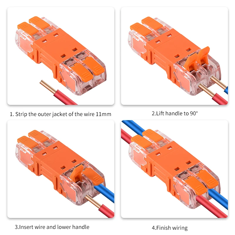 JINH 10Pcs CMK 64 퀵 레버 와이어 커넥터 컴팩트 플러그 남성 여성 터미널 범용 블록 용 2/3 In 및 2/3 Out