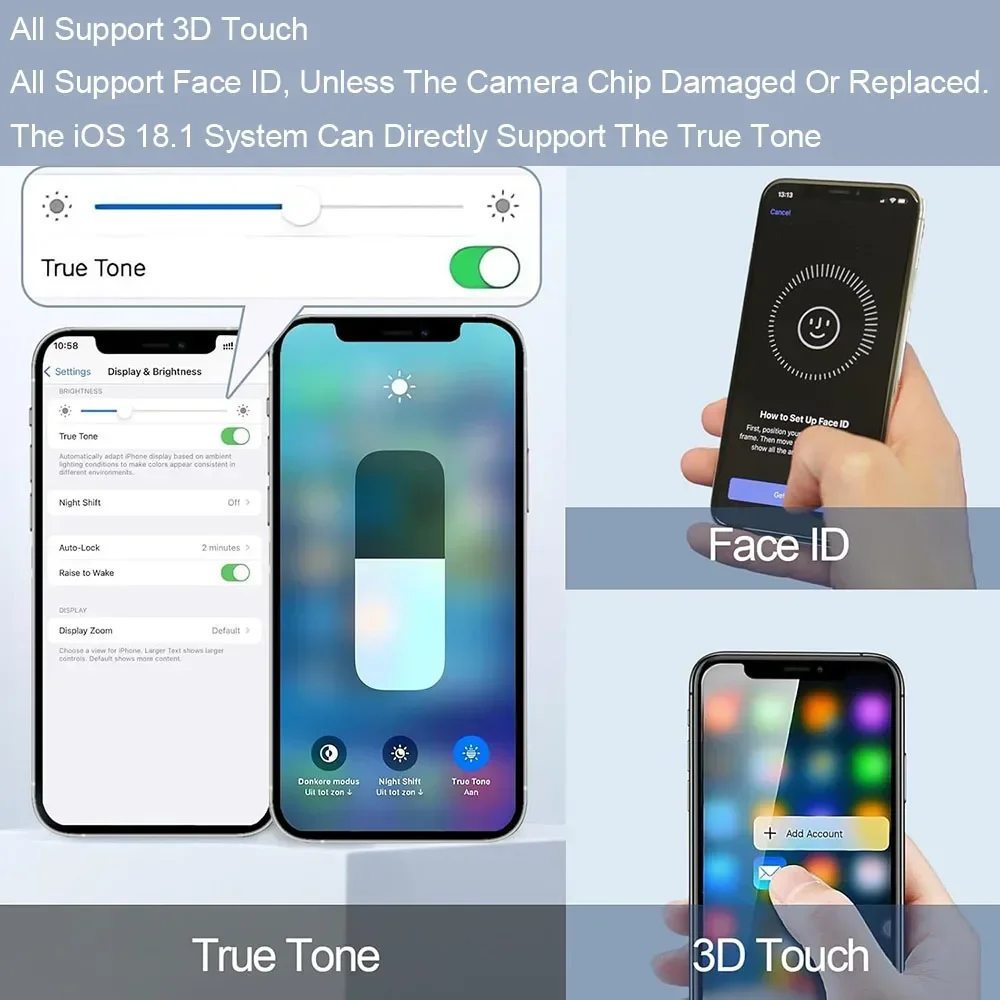 PINZHENG 하이 퀄리티 스크린 AMOLED INCELL LCD OLED OEM, 아이폰 11, 12, 13 미니 프로 맥스, XS, XR 맥스, 디스플레이 교체 도구 포함