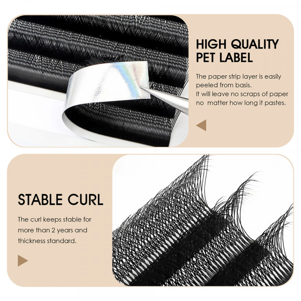 MASSCAKU Natural Look Matte Dark Black 4D 6D 10D W 스타일 속눈썹 모든 사이즈 프리미엄 벨벳 섬유 W 모양의 속눈썹 뷰티 살롱용