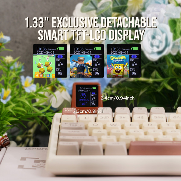 EPOMAKER 무선 유선 기계식 키보드, 맞춤형 미니 디스플레이, 블루투스 5.0, 2.4G, RT100, 97 키 95%, 개스킷 장착