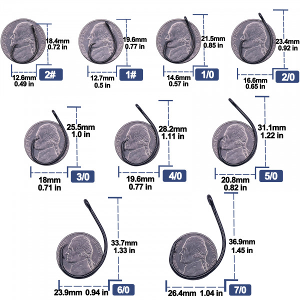 인라인 서클 후크 바닷물 낚시 메기 후크 25~100Pcs 와이드 갭 비 오프셋 베이스 연어 스트라이프 낚시 서클 후크