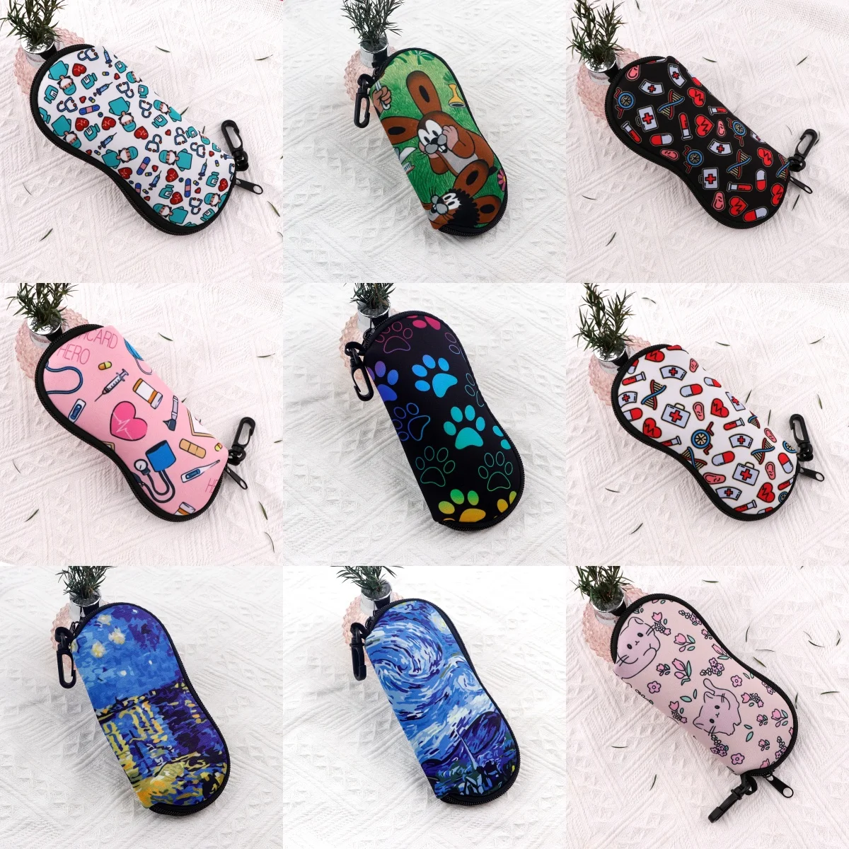 일본 파도 아트 안경 케이스 커버 선글라스 케이스 간호사 의사 안경 상자 지퍼 레인보우 휴대용 안경 케이스