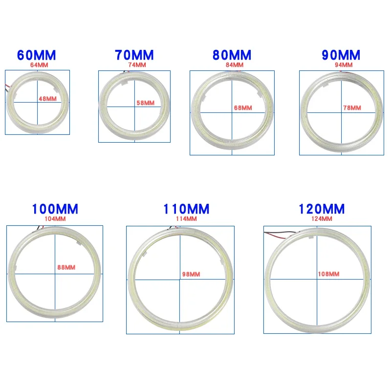 COB LED 헤드 라이트 천사 눈 전구 헤일로 링 램프 자동차 주간 러닝 라이트 DRL 안개등 DC 12V 스타일링 라이트 장식 조명