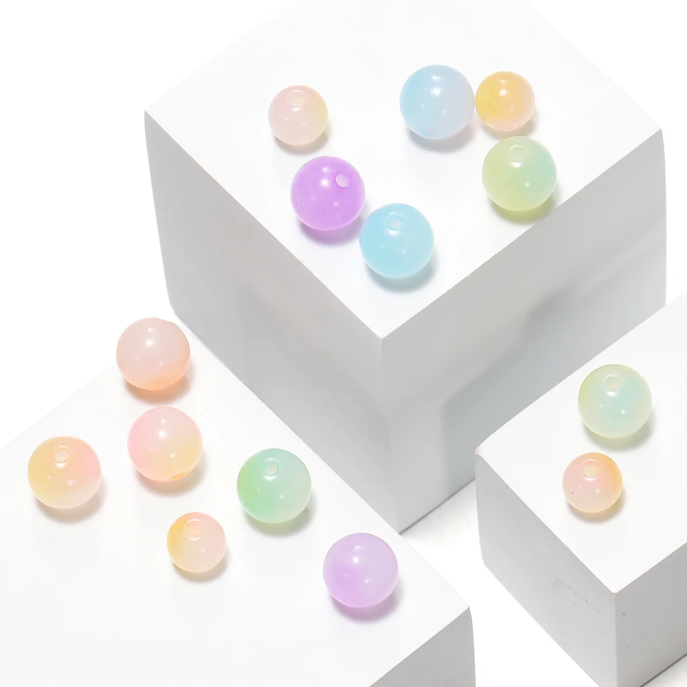 DIY 수제 목걸이 팔찌 쥬얼리 제작 액세서리용 라운드 루즈 스페이서 비즈, 다채로운 아크릴 비즈, 로트 당 50 개, 8mm, 10mm