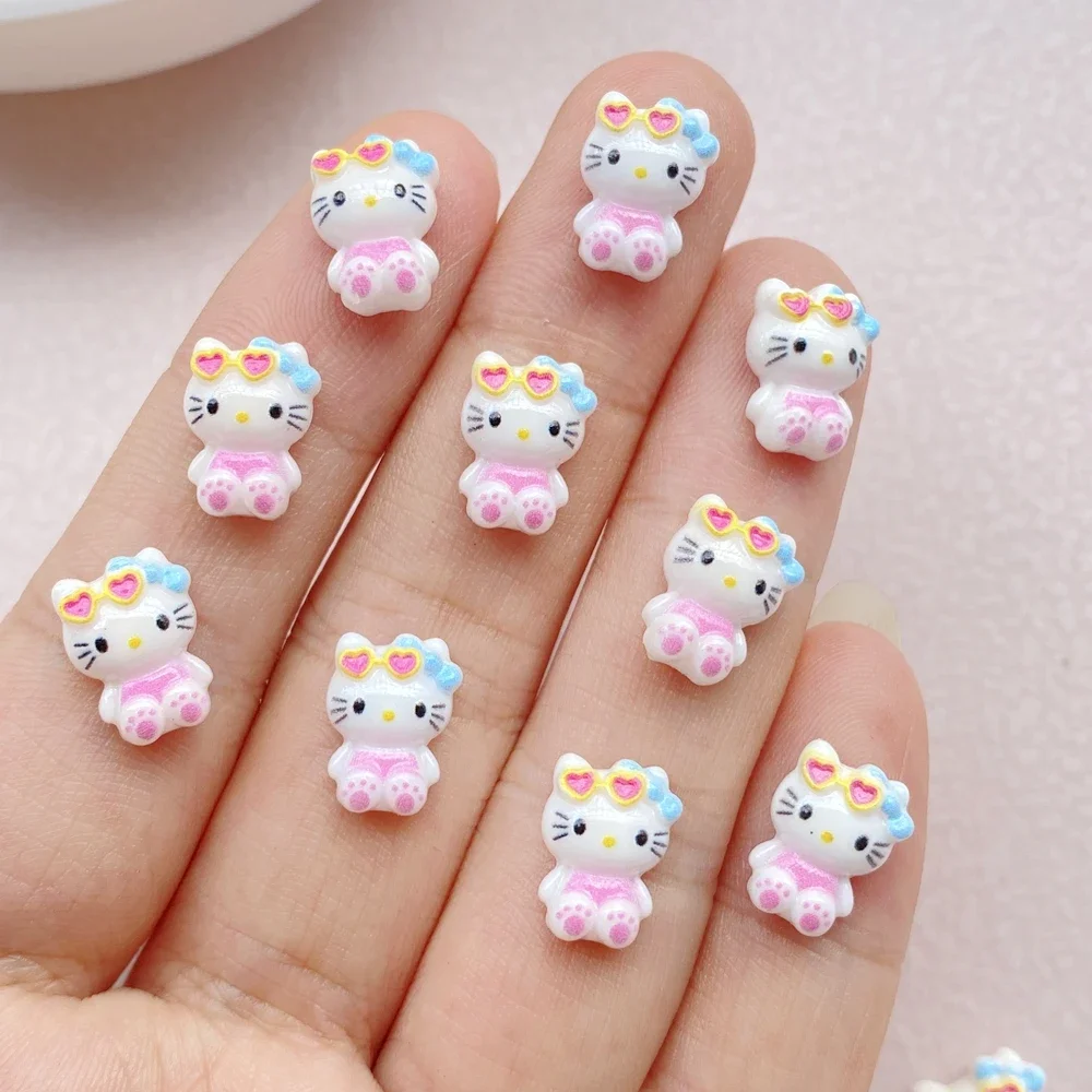 50pcs 수지 다채로운 여름 해변 눈 인어 작은 고양이 만화 갑옷 인형을 입고 플랫 백 네일 아트 DIY 스크랩북 공예