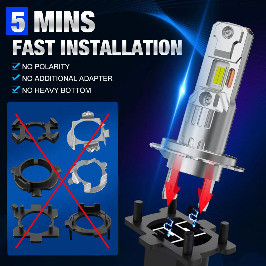 22000LM H7 LED 헤드 라이트 전구 미니 Canbus H7 16pcs 3570 CSP 칩 구리 튜브 자동 다이오드 램프 6500K 12V 자동차 전조등