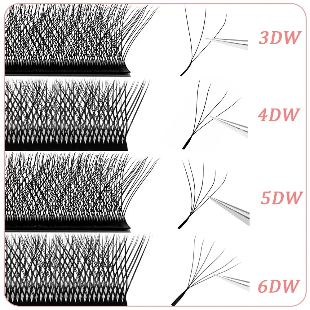 여신 W3D 4D 5D 6D 속눈썹 연장 W 스타일 가짜 밍크 자연 소프트 블룸 래쉬 자동 꽃 미리 만들어진 팬 볼륨 속눈썹
