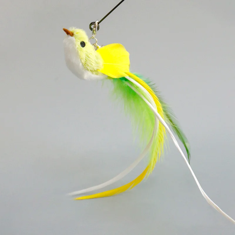 핸즈프리 새/깃털 고양이 지팡이 벨 강력한 흡입 컵 고양이를위한 대화 형 장난감 새끼 고양이 사냥 운동 애완 동물 제품