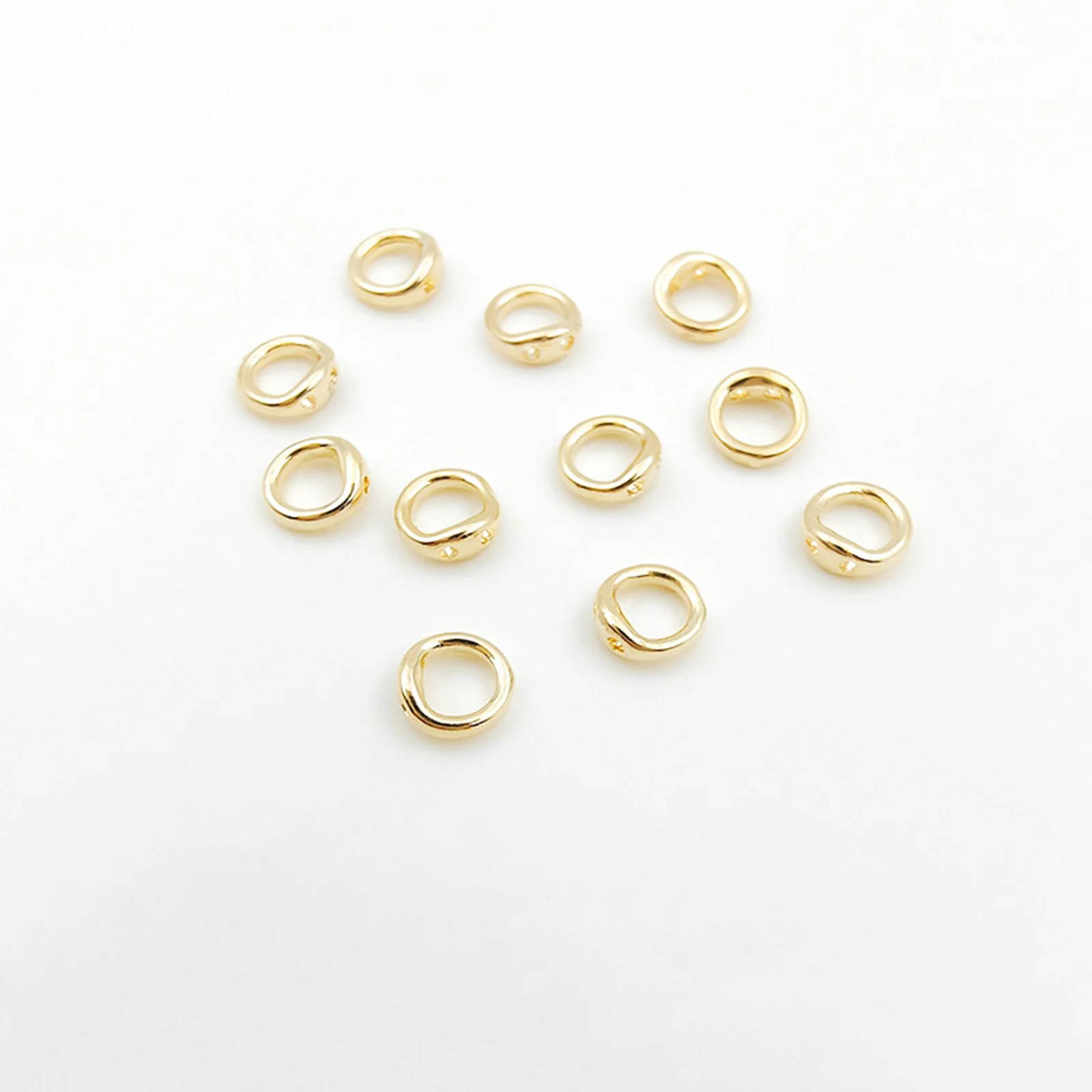 10pcs 황동 끝 구슬 팁 더블 구멍 커넥터 반지 목걸이 팔찌 쥬얼리에 대 한 엔드 캡 액세서리 5.5mm 직경 만들기.