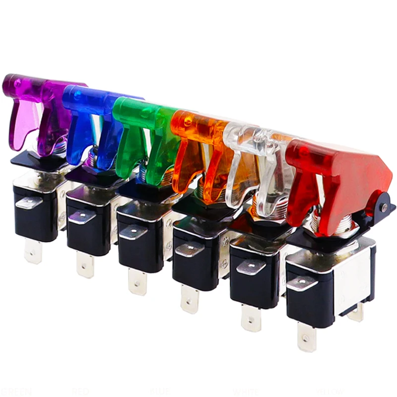 자동 자동차 보트 트럭 조명 Led 토글 스위치 안전 항공기 플립 업 커버 가드 빨간색 파란색 녹색 노란색 흰색 12V20A