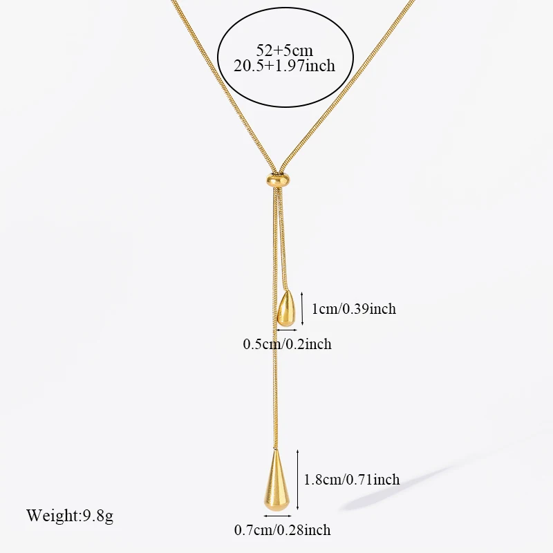 여성을위한 GANEMLY 316L 스테인레스 스틸 워터 드롭 펜던트 목걸이 유행 Drawstring 목 체인 18K 골드 도금 보석 선물