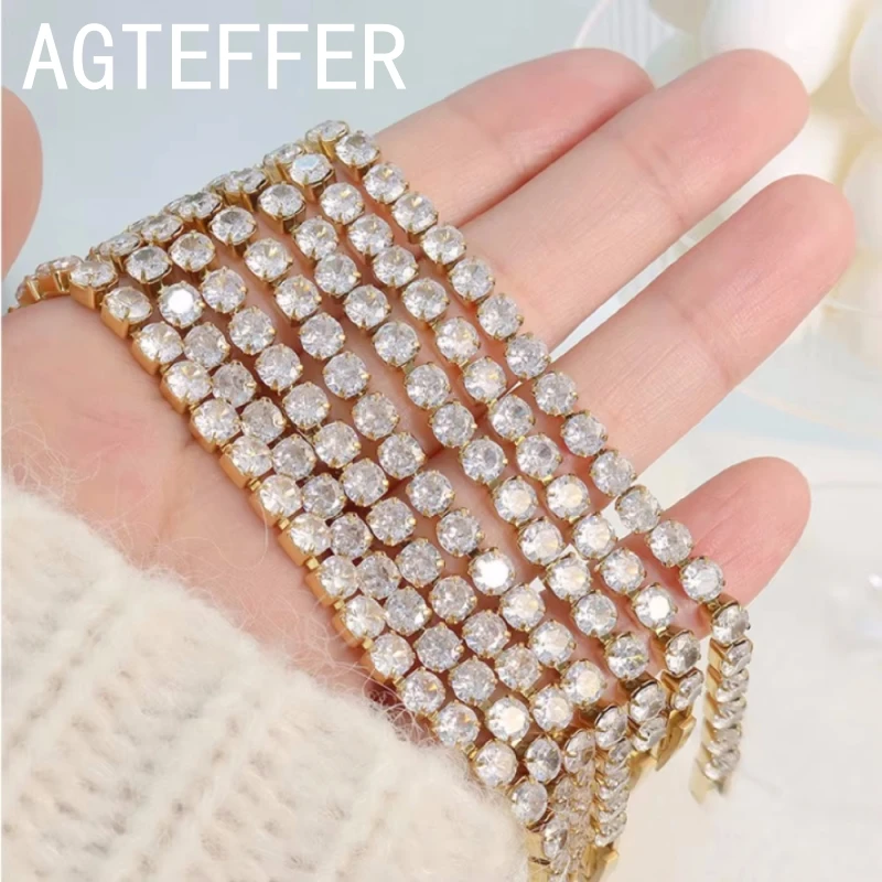 새로운 925 스털링 실버 힙합 패션 여성 테니스 팔찌 로즈 골드 빛나는 큐빅 지르코니아 팔찌 웨딩 쥬얼리 선물
