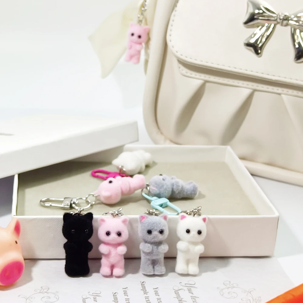 크리 에이 티브 아이디어 귀여운 몰려 들고 3 차원 새끼 고양이 키 체인, 만화 미니 인형 가방 펜던트 수제 DIY 쥬얼리 액세서리