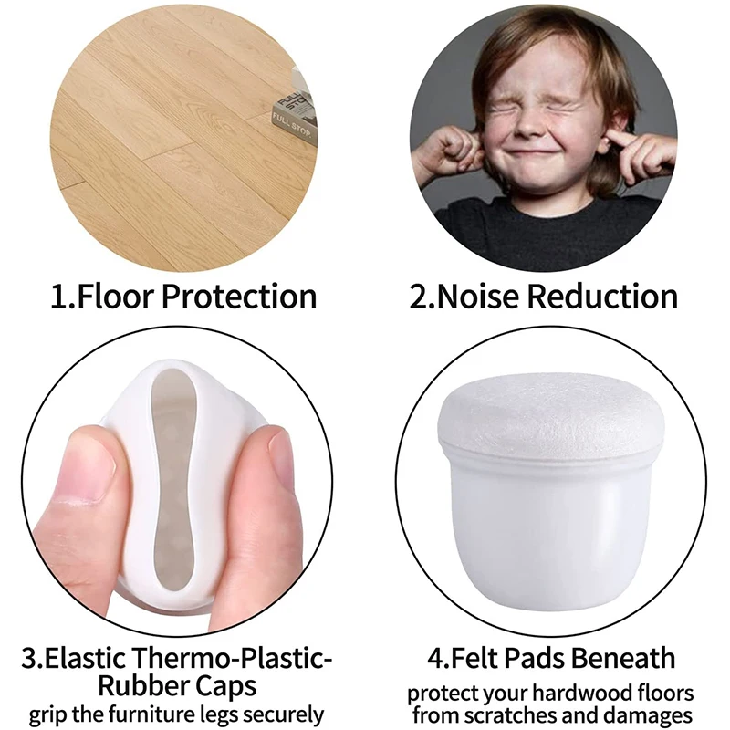 투명 테이블 의자 다리 보호 캡, 가구 발 다리 커버, 바닥 보호대, 펠트 바닥, 원형 사각형, 16 개