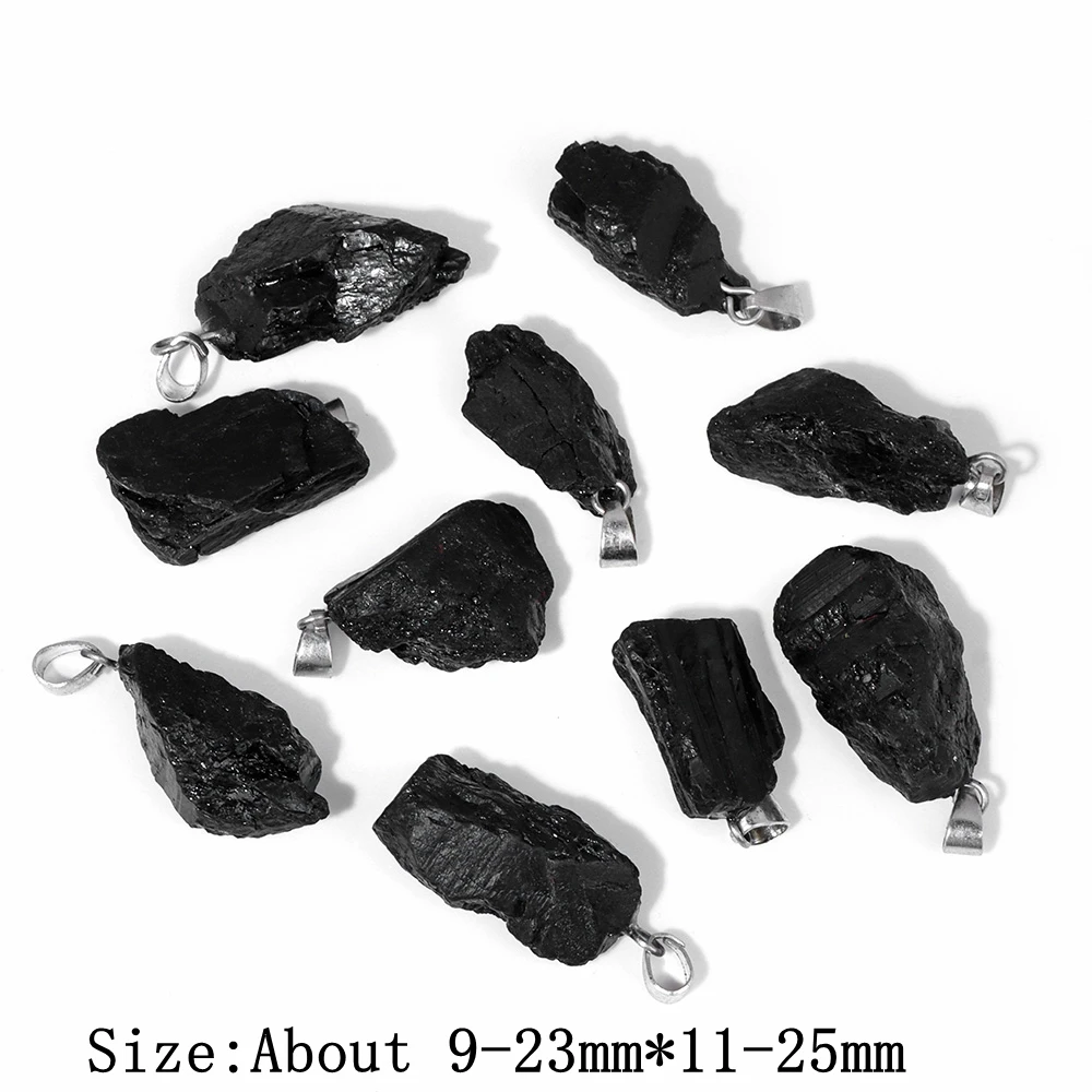 고품질 천연 블랙 토르말린 펜던트 천연 불규칙한 원시 매력 펜던트 DIY 쥬얼리 선물을위한 치유 에너지 펜던트
