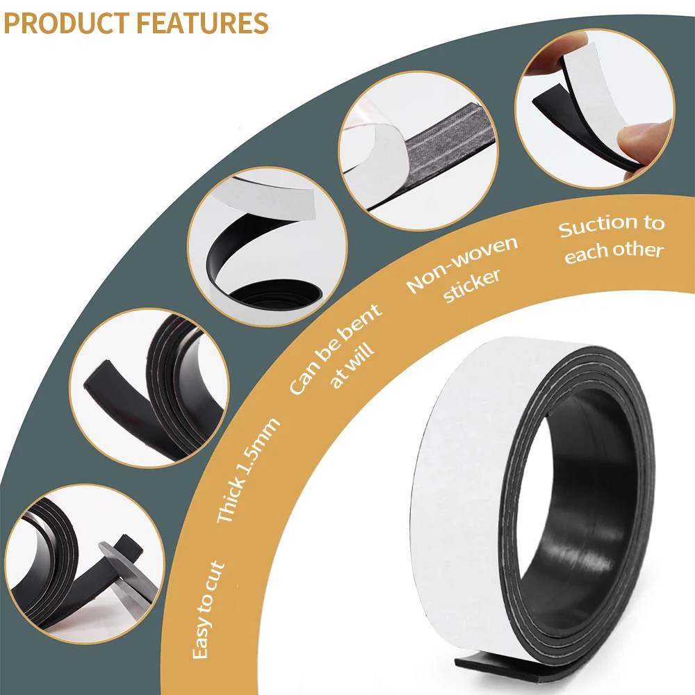 1 미터 자기 접착 자석 스트립 고무 자석 테이프 냉장고 사진 포스터에 대 한 강력한 유연한 자석 스트라이프 무료 절단