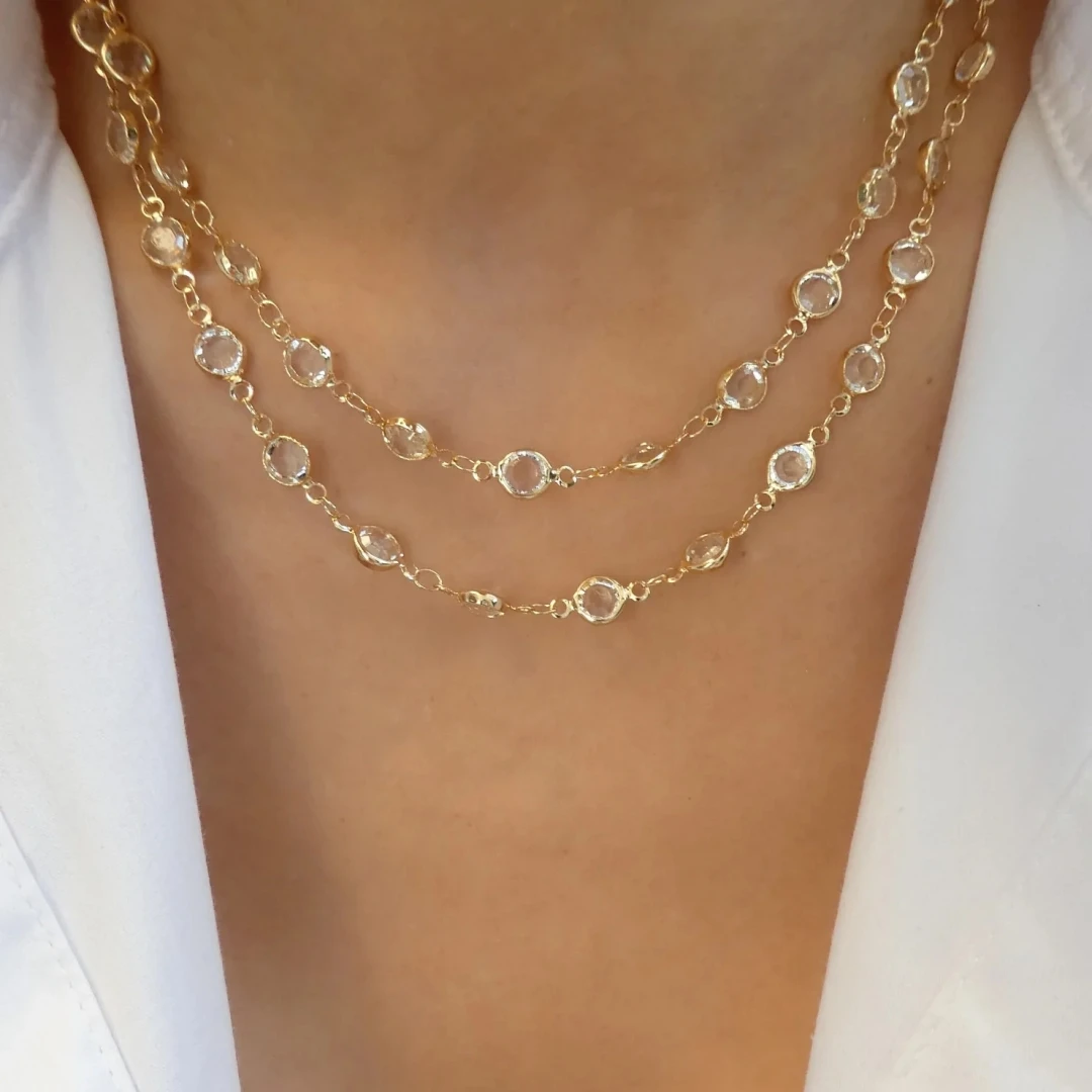 레인보우 크리스탈 보석 레트로 초커 여성을위한 컬러 지르콘 목걸이 간단한 쇄골 체인 쥬얼리 패션웨어 액세서리