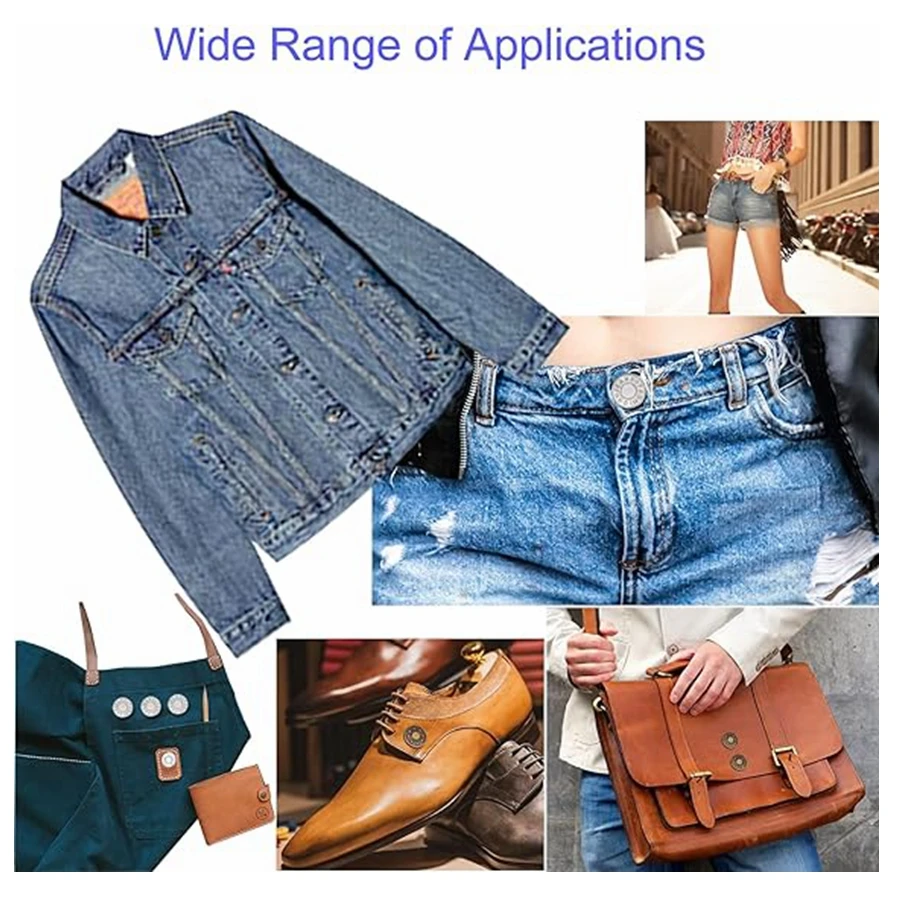 5 Pcs 스냅 패스너 금속 단추 청바지 허리 단추 완벽한 맞춤 조정 셀프 프리 네일 트위스트 솔기 바느질 단추 도매