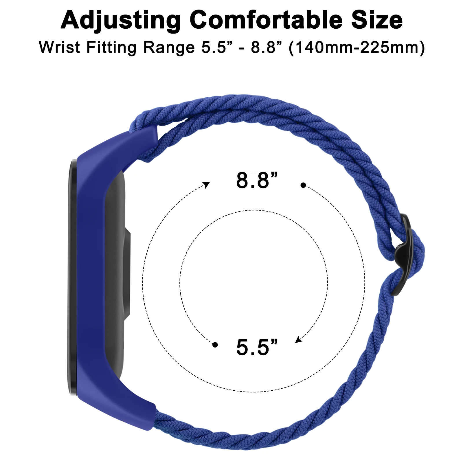 Xiaomi Mi Band 7 6 5 4 3 용 땋은 시계 밴드 Amazfit Band 5 밴드 교체 팔찌 용 스트랩 탄성 조절 식 손목 밴드