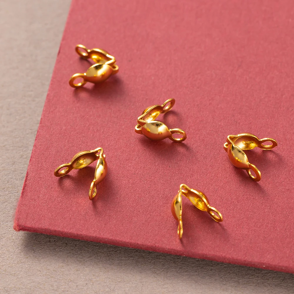 50pcs 스테인레스 스틸 크림프 비드 팁 매듭 커버 쥬얼리 만들기 공예 DIY에 대 한 50pcs 엔드 캡과 대합 조개 접이식 비드 팁