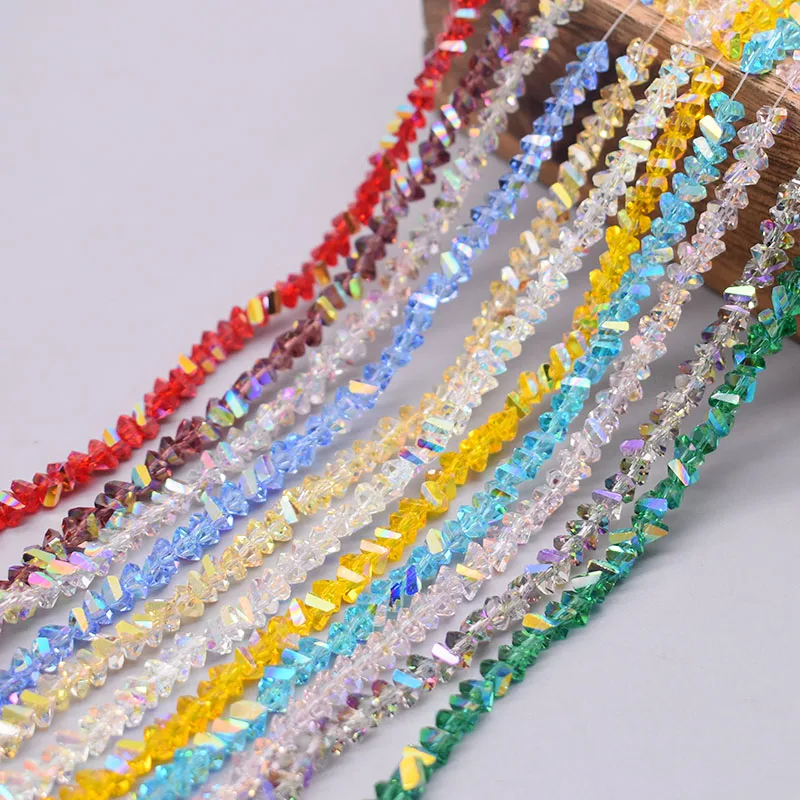 하이 퀄리티 삼각형 크리스탈 유리 비즈, 반짝이는 색상, 느슨한 비즈, 쥬얼리 제작, DIY 귀걸이 목걸이, 4mm, 130 개