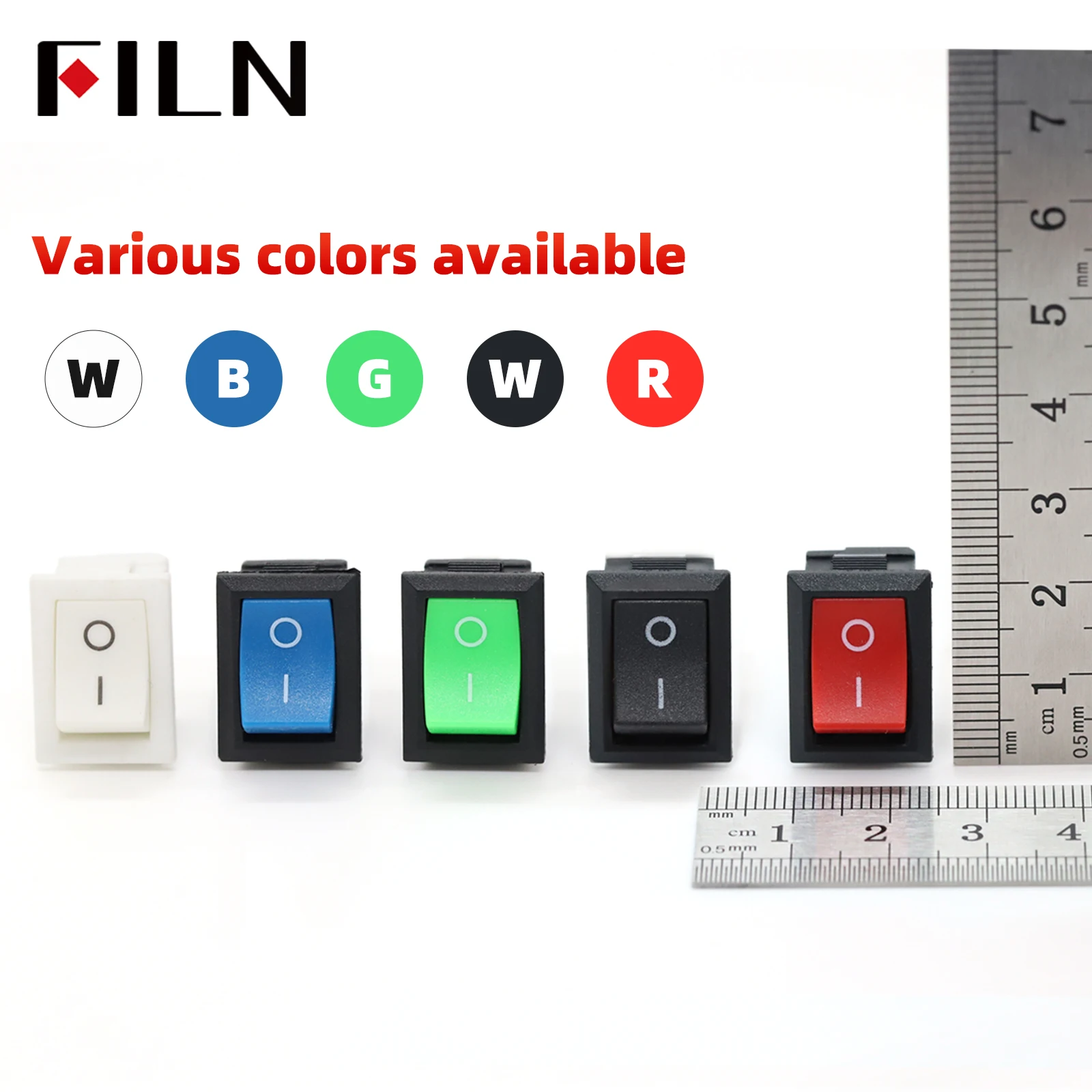 FILN KCD1-101 MRS-101 2핀 온오프 미니 로커 스위치 21x15mm 6A 250VAC 10A 125VAC 스냅인 간편 설치