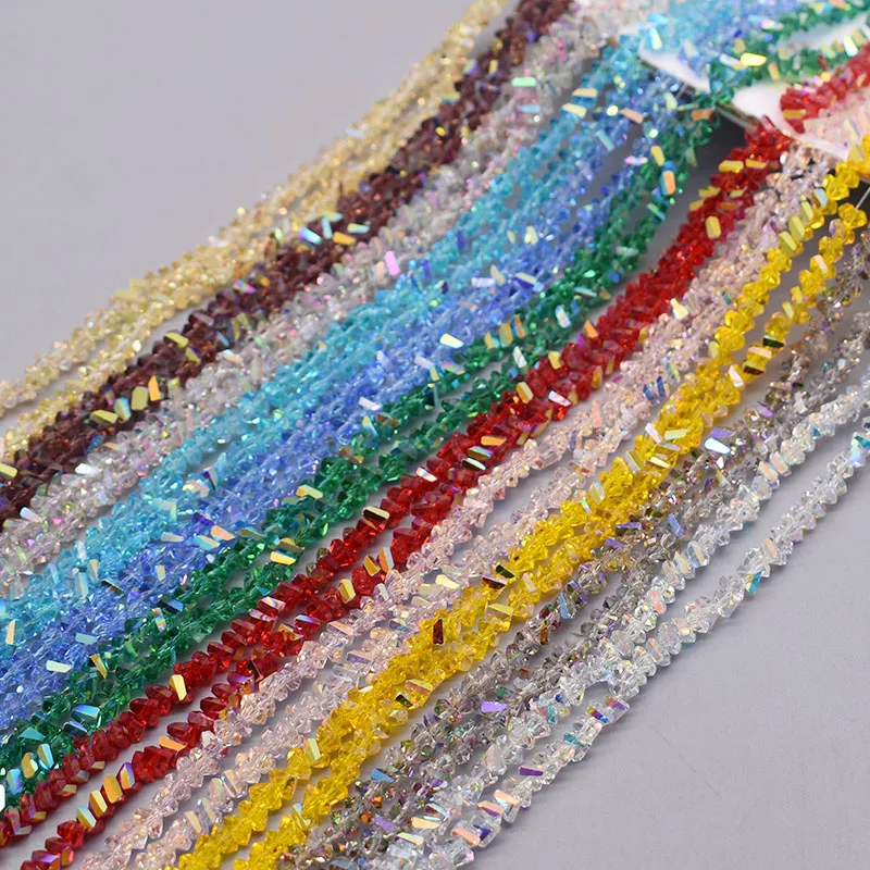 하이 퀄리티 삼각형 크리스탈 유리 비즈, 반짝이는 색상, 느슨한 비즈, 쥬얼리 제작, DIY 귀걸이 목걸이, 4mm, 130 개