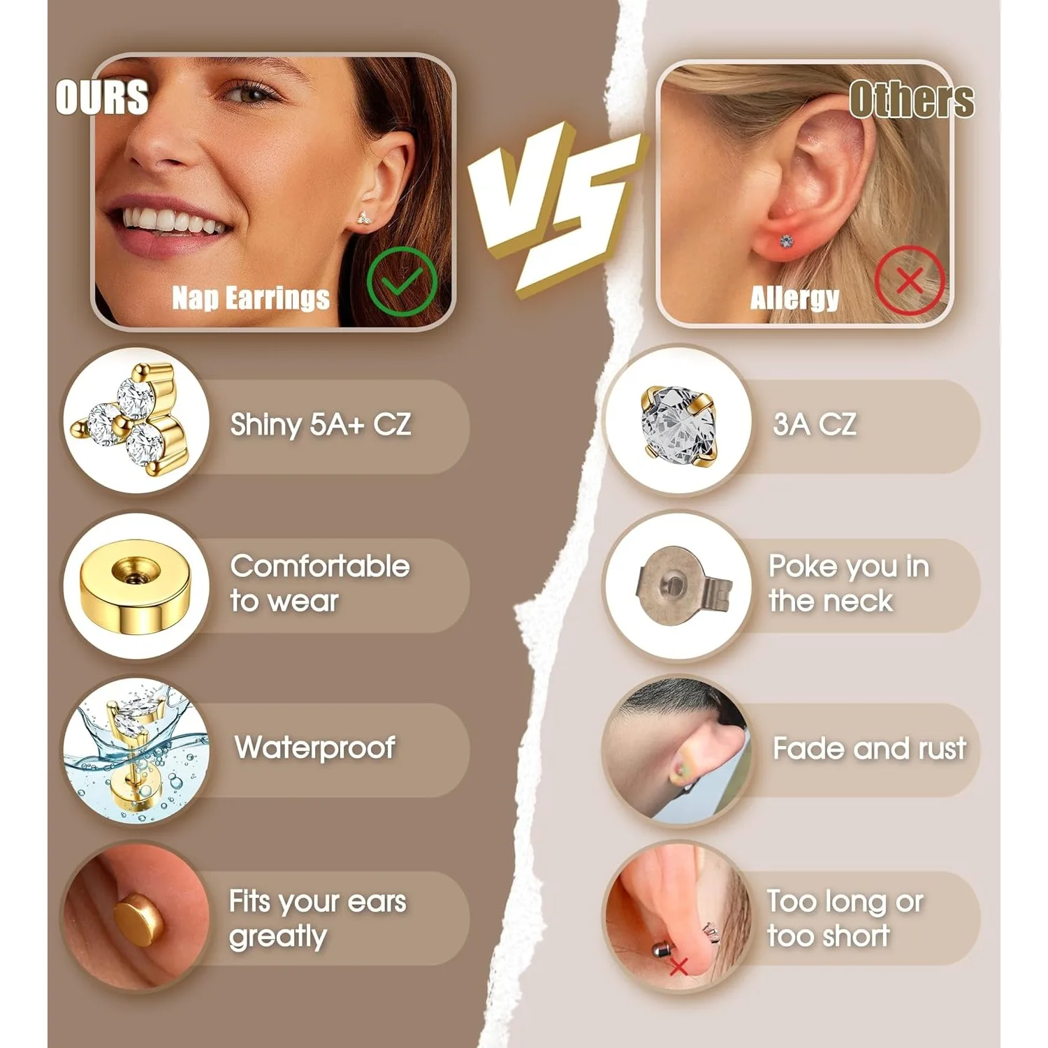 민감한 귀를위한 Bobisty 1pc 귀걸이 여성을위한 외과 스테인레스 스틸 귀걸이 Dainty Flat Back 귀걸이 스터드 후프 연골