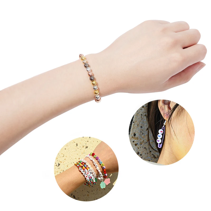 3 4 6 7 8 10 12mm 50-500pcs 골드 컬러 CCB 볼 비즈 DIY 팔찌 목걸이 웨딩 쥬얼리 만들기위한 라운드 루즈 비드