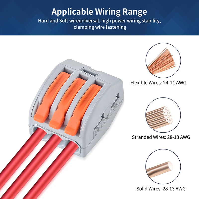 JINH 50 Pcs CMK 41 레버 와이어 퀵 커넥터 3 4 5 포트 클램프 전기 케이블 홈 터미널 블록 0.08-4mm²/ 28-11AWG