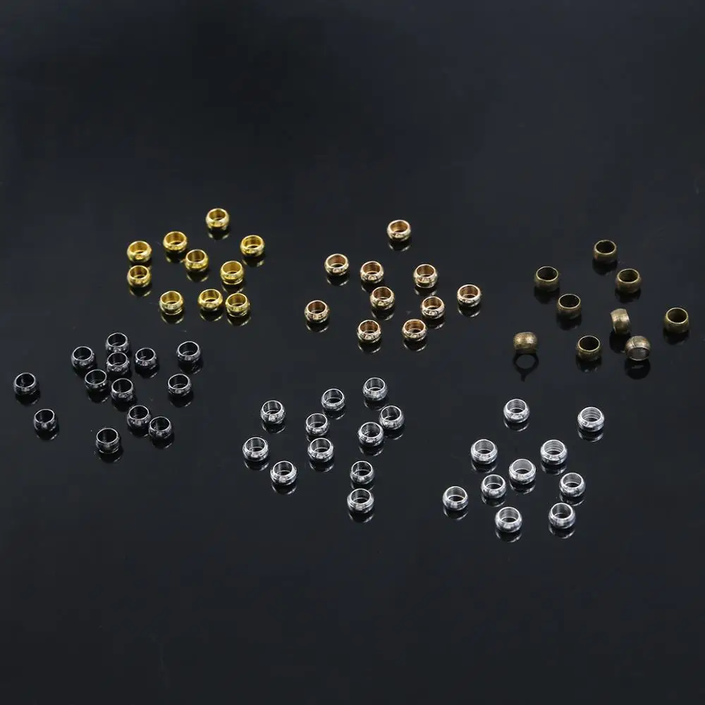 1.5/2/2.5/3/3.5/4mm 골드 실버 구리 볼 크림프 엔드 비드 스토퍼 스페이서 비즈 DIY 귀걸이 목걸이 쥬얼리 만들기 용품