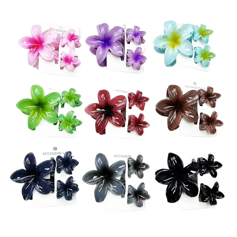 3 개/대 달콤한 꽃 Colroful 그라디언트 머리 발톱 포니 테일 Cip 클램프 바레트 여성용 헤어핀 소녀 비치 헤어 액세서리