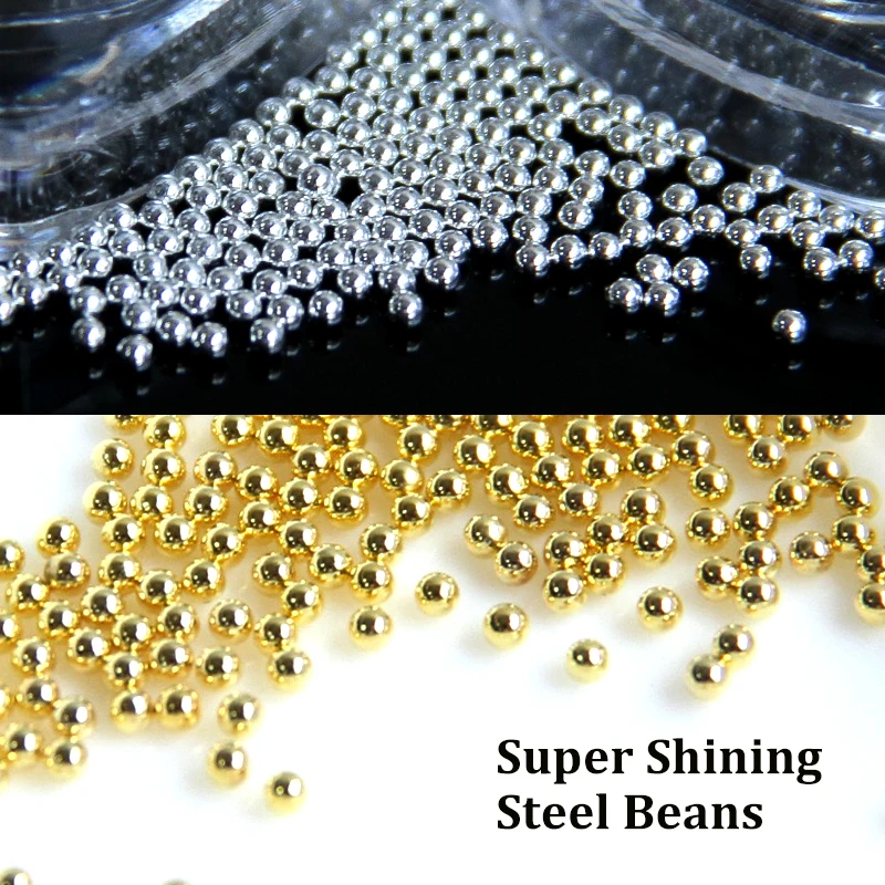 3D 아크릴 꽃 네일 아트 장식, 골드 실버 비즈, 색상 변경 네일 참, 럭셔리 라인스톤 용품 액세서리