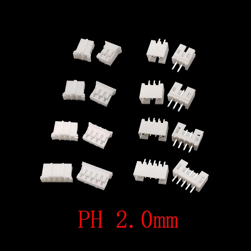 230 개/상자 JST PH 2.0mm / XH 2.54mm 피치 터미널 키트 2/3/4/5 핀 Male Female 플러그 플라스틱 하우징 헤더 압착 와이어 커넥터