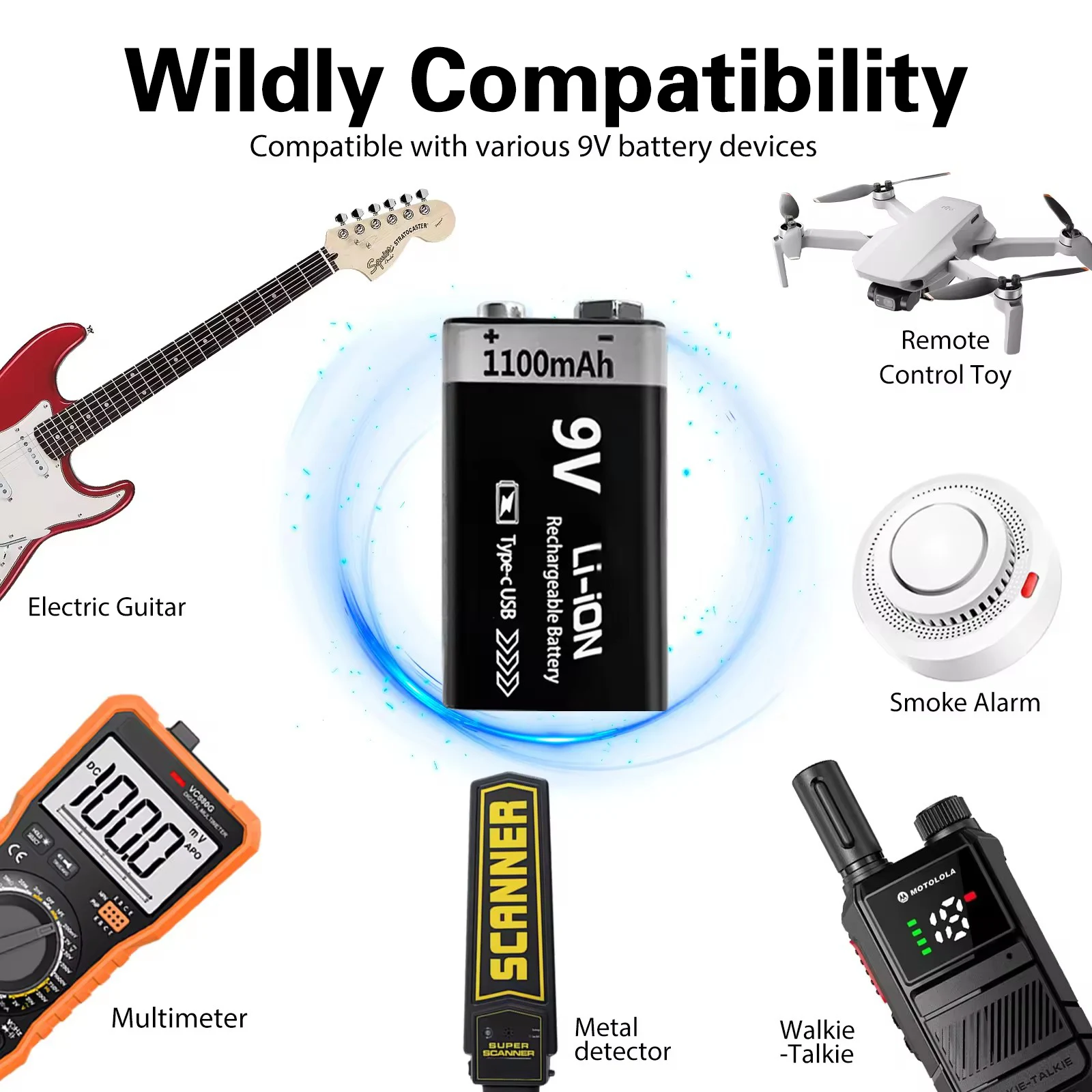 MATOV USB 9V 충전식 배터리 1100mAh Type-C 충전식 6F22 9V 리튬 이온 배터리 RC 헬리콥터 모델 멀티 미터 장난감