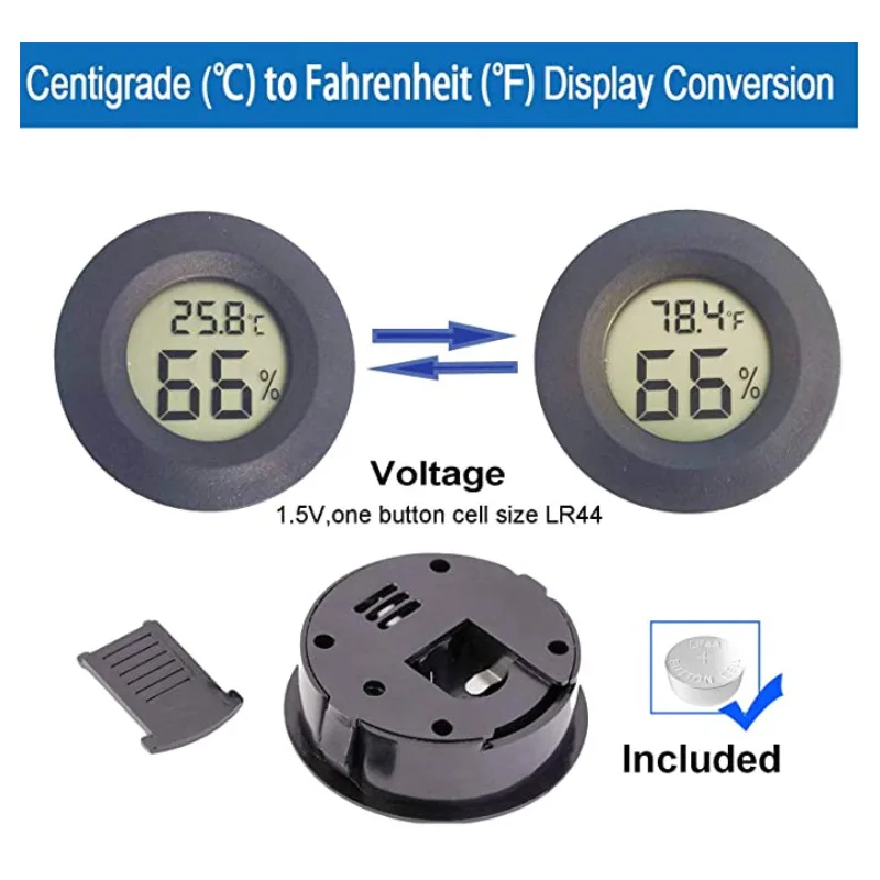 1~10pcs 미니 습도계 온도계 화씨 또는 섭씨 측정기 디지털 LCD 모니터 실내 라운드 습도 온도 게이지