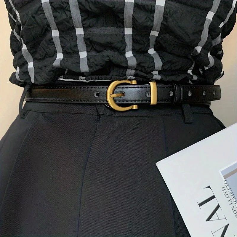 클래식 타원형 버클이 있는 남성용 캐주얼 빈티지 PU 가죽 벨트 - 일상복, 파티 및 선물용으로 이상적