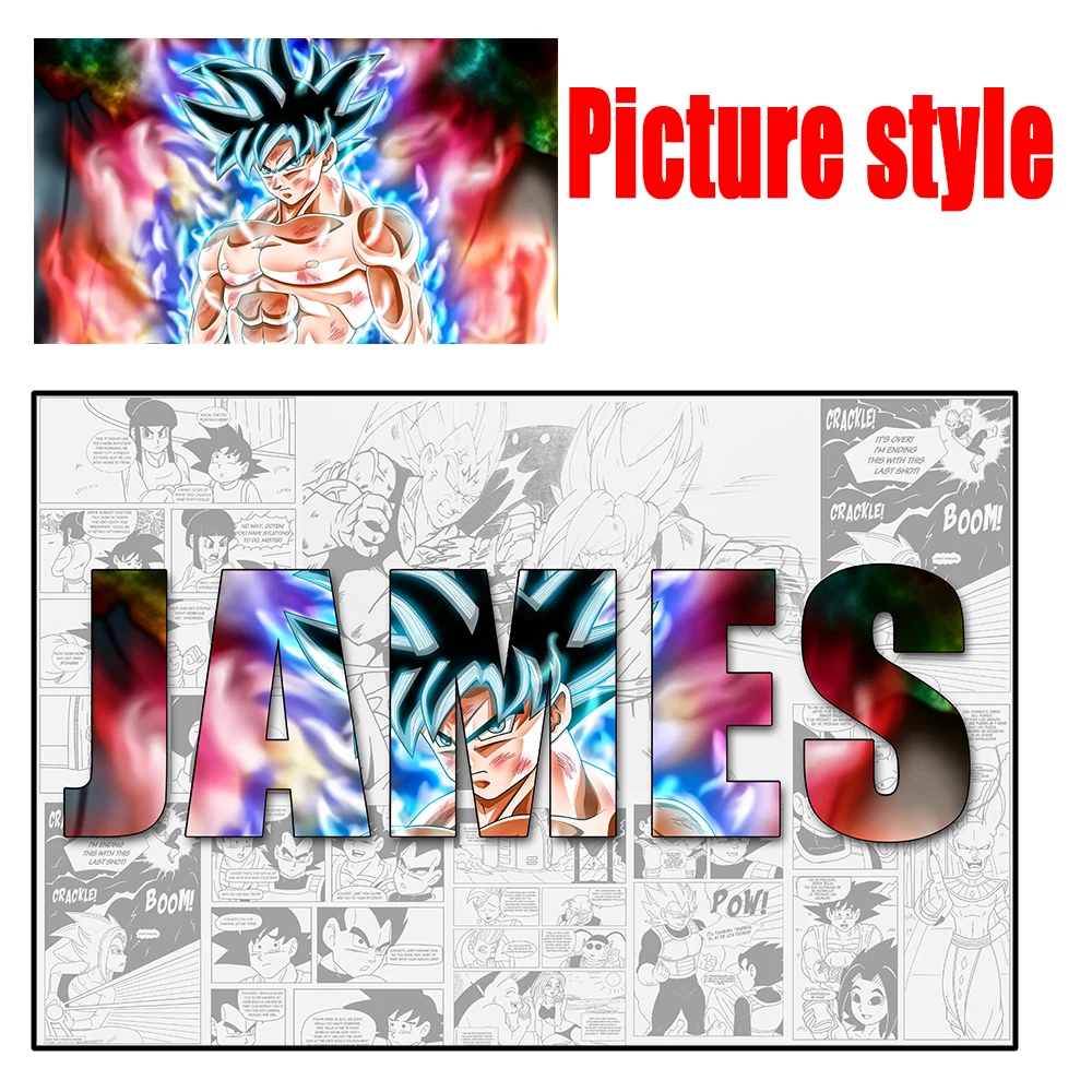 애니메이션 주변 사용자 정의 이름 그림 Goku 포스터 드래곤 볼 포스터 캔버스 회화 벽 예술 어린이 침실 장식 선물