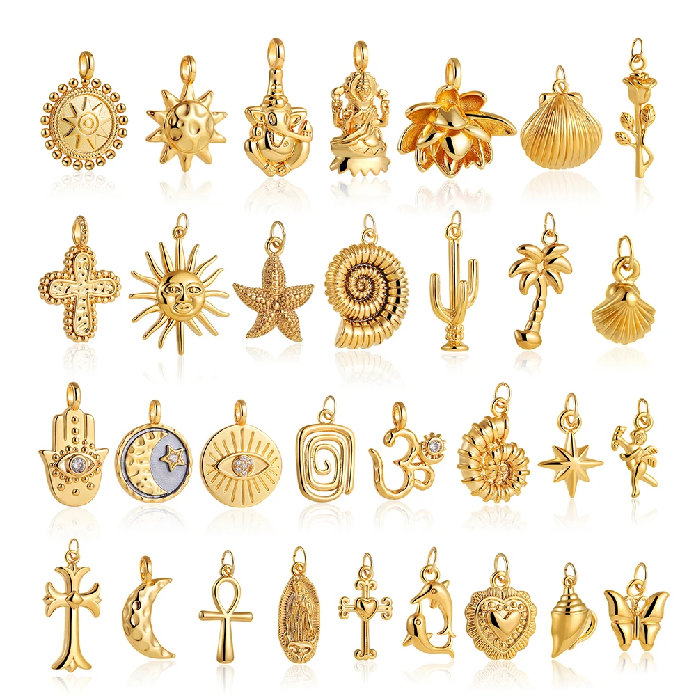 여성을위한 절묘한 방수 문 스타 태양 악마의 눈 펜던트 매력 골드 컬러 DIY 액세서리 스테인레스 스틸 쥬얼리